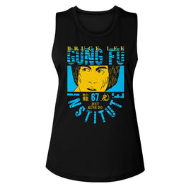 Bruce Lee-Bruce Lee Bl Gung Fu-Black Ladies Muscle Tank-S - Black