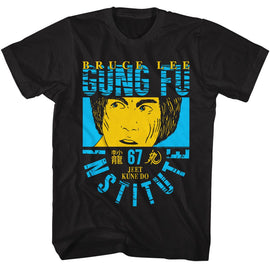 Bruce Lee-Bruce Lee Bl Gung Fu-Black Adult S/S T-Shirt - Black