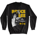 Bruce Lee-Bruce Lee Nunchuck Pose-Black Adult L/S Sweatshirt-S - Black