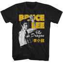 Bruce Lee-Bruce Lee Nunchuck Pose-Black Adult S/S T-Shirt - Black