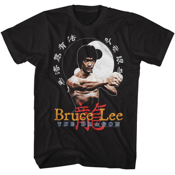 Bruce Lee-Bruce Lee The Dragon-Black Adult S/S T-Shirt - Black