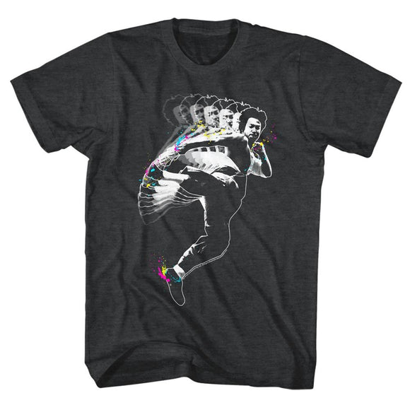 Bruce Lee-Splat Kick-Black Heather Adult S/S T-Shirt - Black Heather