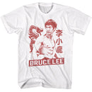 Bruce Lee-Bruce Lee Shirtless-White Adult S/S T-Shirt - White
