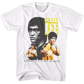 Bruce Lee-Bruce Lee Three-White Adult S/S T-Shirt - White