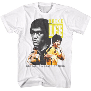 Bruce Lee-Bruce Lee Three-White Adult S/S T-Shirt - White