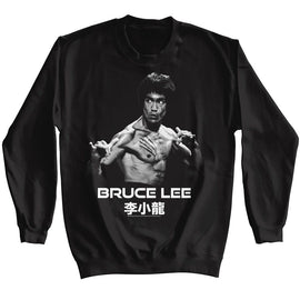 Bruce Lee-Bruce Lee Ready-Black Adult L/S Sweatshirt-S - Black