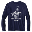 Bruce Lee-Bruce Lee Ready-Navy Adult L/S T-Shirt - Navy