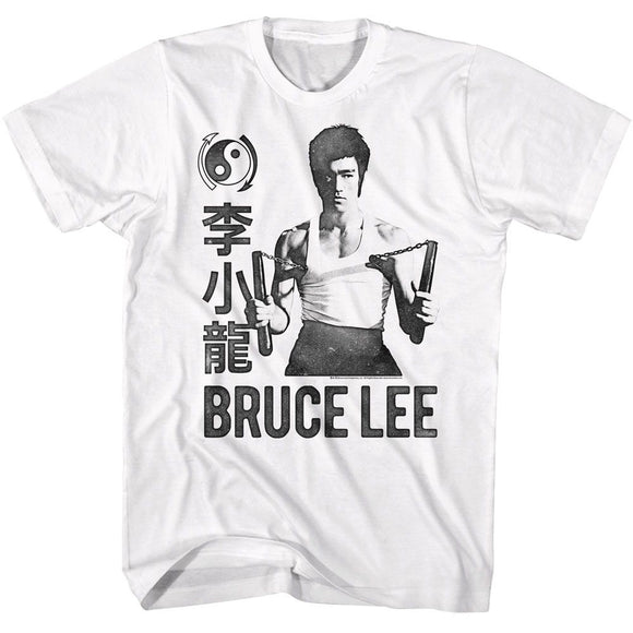Bruce Lee-Bruce Lee Monochrome Stacking-White Adult S/S T-Shirt - White