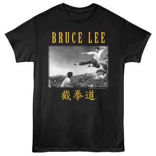 Bruce Lee Bruce Lee Flying Kick Landscape Adult T-Shirts
