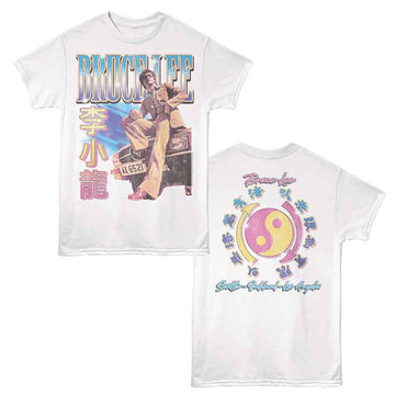 Bruce Lee-Bruce Lee Jun Fan Car Sit-White Adult S/S T-Shirt ***F&B***-S - White