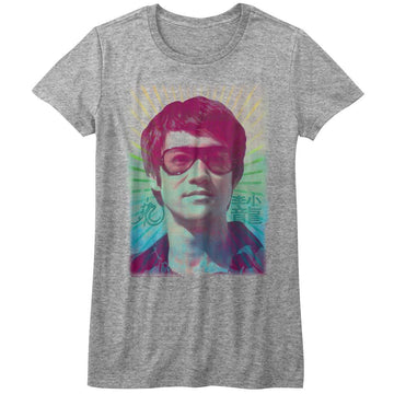 Bruce Lee-Rainbow-Athletic Heather Ladies S/S T-Shirt - Athletic Heather