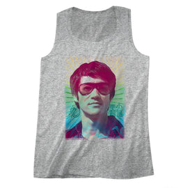 Bruce Lee-Rainbow-Gray Heather Adult Tank-S - Gray Heather