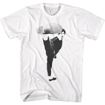 Bruce Lee-Kick-White Adult S/S T-Shirt - White