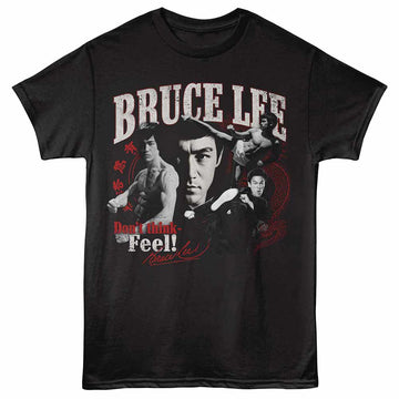 Bruce Lee Dont Think Collage Black Adult T-Shirt