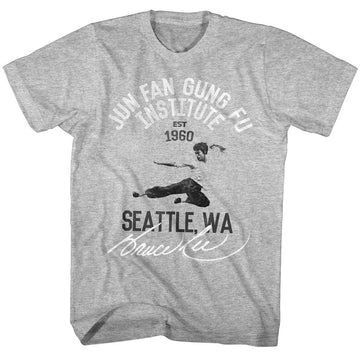 Bruce Lee-Junfangungfu-Gray Heather Adult S/S T-Shirt - Gray Heather