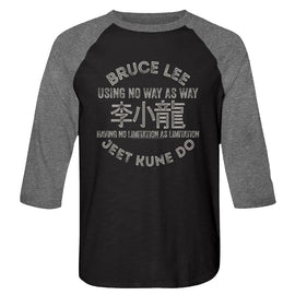Bruce Lee-Symbols-Vintage Black/Premium Heather Adult 3/4 Sleeve Raglan-S - Vintage Black/Premium Heather