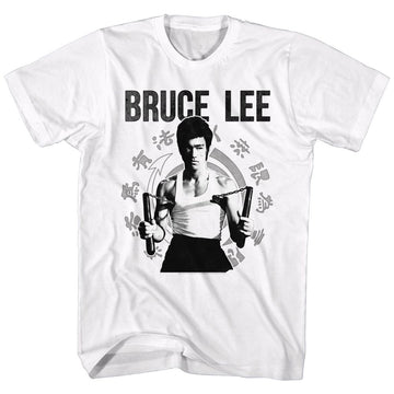 Bruce Lee-Chucks-White Adult S/S T-Shirt - White