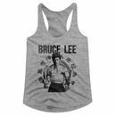 Bruce Lee-Chux-Gray Heather Ladies Slimfit Racerback-S - Gray Heather