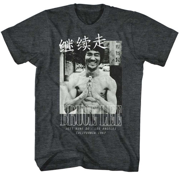Bruce Lee-Brucelines-Black Heather Adult S/S T-Shirt - Black Heather