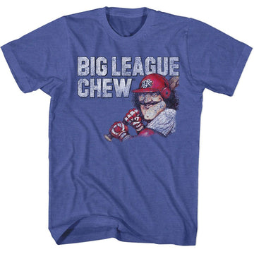 Big League Chew-Big League Chew Vintage Moustache W Distress-Royal Heather Adult S/S T-Shirt - Royal Heather