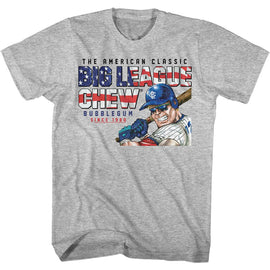 Big League Chew-Big League Chew America Text-Gray Heather Adult S/S T-Shirt - Gray Heather