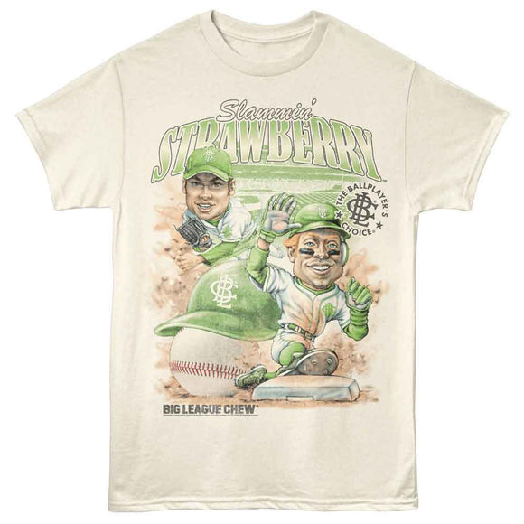 Big League Chew-Big League Chew Slamming Strawberry-Natural Adult S/S T-Shirt - Natural