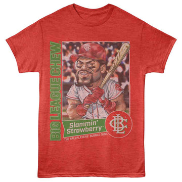 Big League Chew-Big League Chew Strawberry Batter-Red Heather Adult S/S T-Shirt - Red Heather