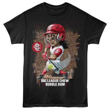 Big League Chew-Big League Chew Strawberry Softball-Black Adult S/S T-Shirt - Black