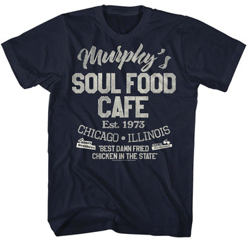 The Blues Brothers-Soul Food Cafe-Navy Adult S/S T-Shirt - Navy