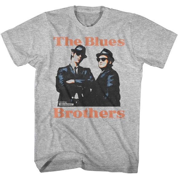 The Blues Brothers-Blues Bros-Gray Heather Adult S/S T-Shirt - Gray Heather