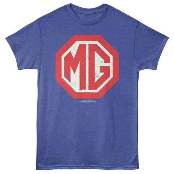 British Motor Heritage-Bmh Mg Crest Logo-Royal Heather Adult S/S T-Shirt - Royal Heather