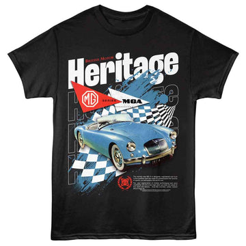 British Motor Heritage-British Motor Heritage Mg Mga-Black Adult S/S T-Shirt - Black