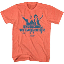Bill And Ted-Excellent-Bright Orange Heather Adult S/S T-Shirt - Bright Orange Heather