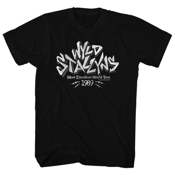Bill And Ted-World Tour-Black Adult S/S T-Shirt - Black