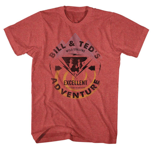 Bill And Ted-Bill And Ted Bolt-Red Heather Adult S/S T-Shirt - Red Heather