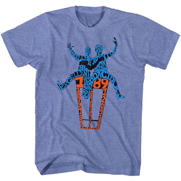 Bill And Ted-Words On A Shirt-Light Blue Heather Adult S/S T-Shirt - Light Blue Heather