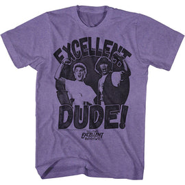 Bill And Ted-Excellent Dude-Purple Heather Adult S/S T-Shirt - Purple Heather