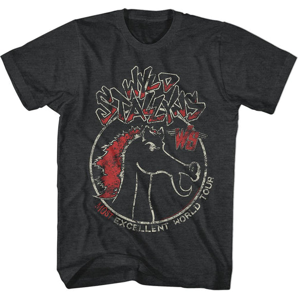 Bill And Ted-Wyld Stallyns Tour-Black Heather Adult S/S T-Shirt - Black Heather