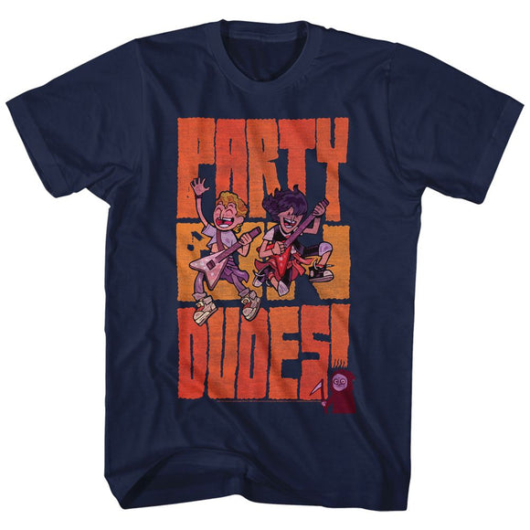 Bill And Ted-Partydudes-Navy Adult S/S T-Shirt - Navy