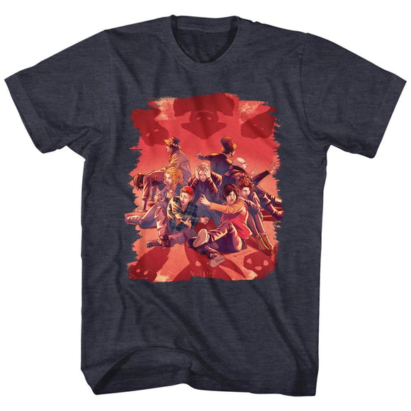 Bill And Ted-Shadows-Navy Heather Adult S/S T-Shirt - Navy Heather