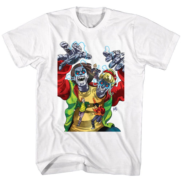 Bill And Ted-Robot Dudes-White Adult S/S T-Shirt - White