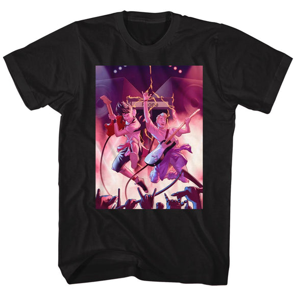 Bill And Ted-Phone Rock-Black Adult S/S T-Shirt - Black