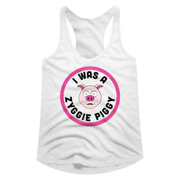 Bill And Ted-Zyggie Piggy-White Ladies Slimfit Racerback-S - White