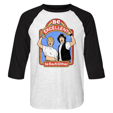 Bill And Ted-Excellent Storybook-White Heather/Vintage Black Adult 3/4 Sleeve Raglan-S - White Heather/Vintage Black