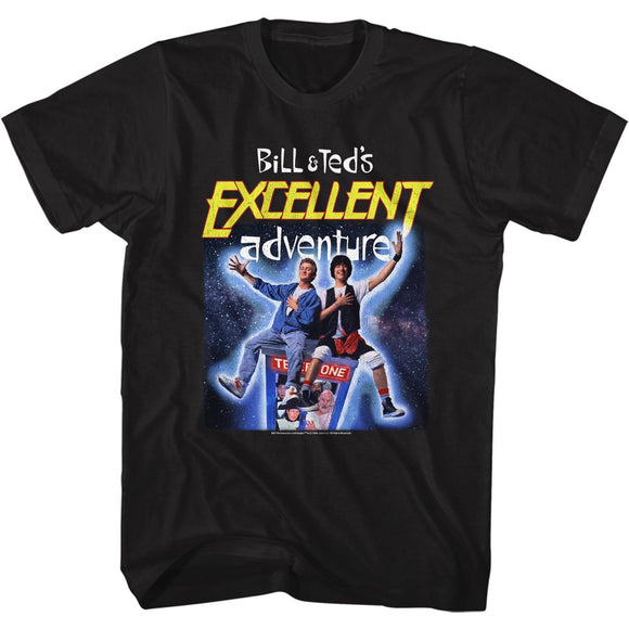 Bill And Ted-B&T Space Poster-Black Adult S/S T-Shirt - Black