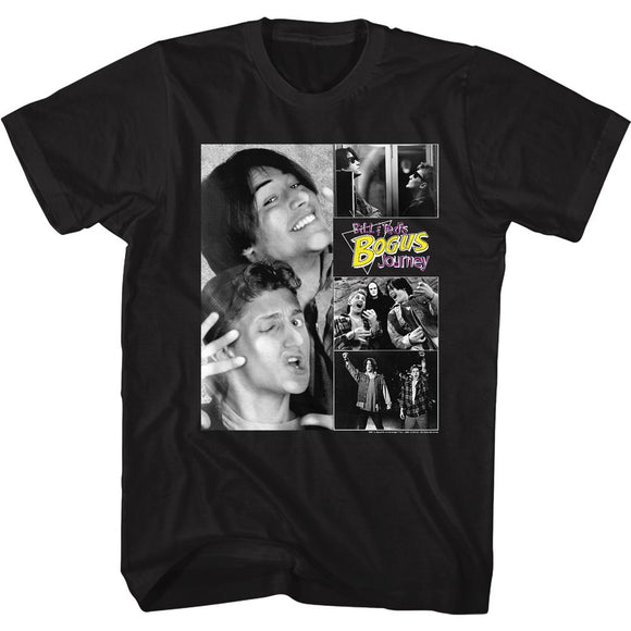 Bill And Ted-Bnt Collage-Black Adult S/S T-Shirt - Black