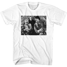 Bill And Ted-Bill And Ted And Death-White Adult S/S T-Shirt - White