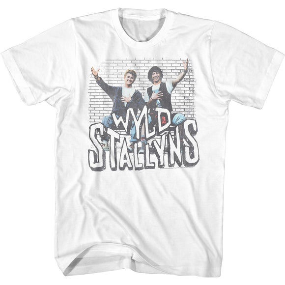 Bill And Ted-Sketchy Stallyns-White Adult S/S T-Shirt - White