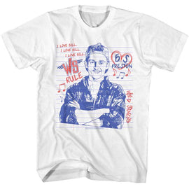 Bill And Ted-Bill And Ted Bill Notebook Doodle-White Adult S/S T-Shirt - White