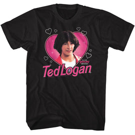 Bill And Ted Heartthrob Ted-Black Adult S/S T-Shirt - Black